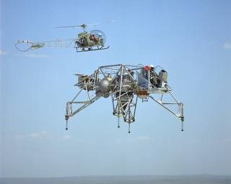 LLRV in 1967 with Bell Helicopter Chase (Photo courtesy of NASA Armstrong Flight Research Center) LLRV in 1967 with Bell Helicopter Chase (Photo courtesy of NASA Armstrong Flight Research Center)