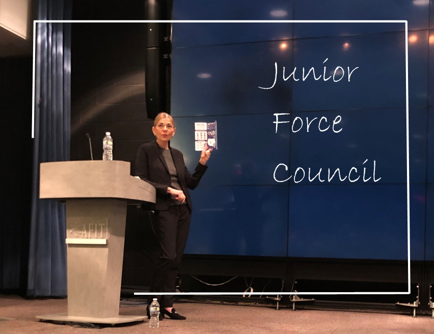 Kathy Watern speaks to WPAFB junior force council employees