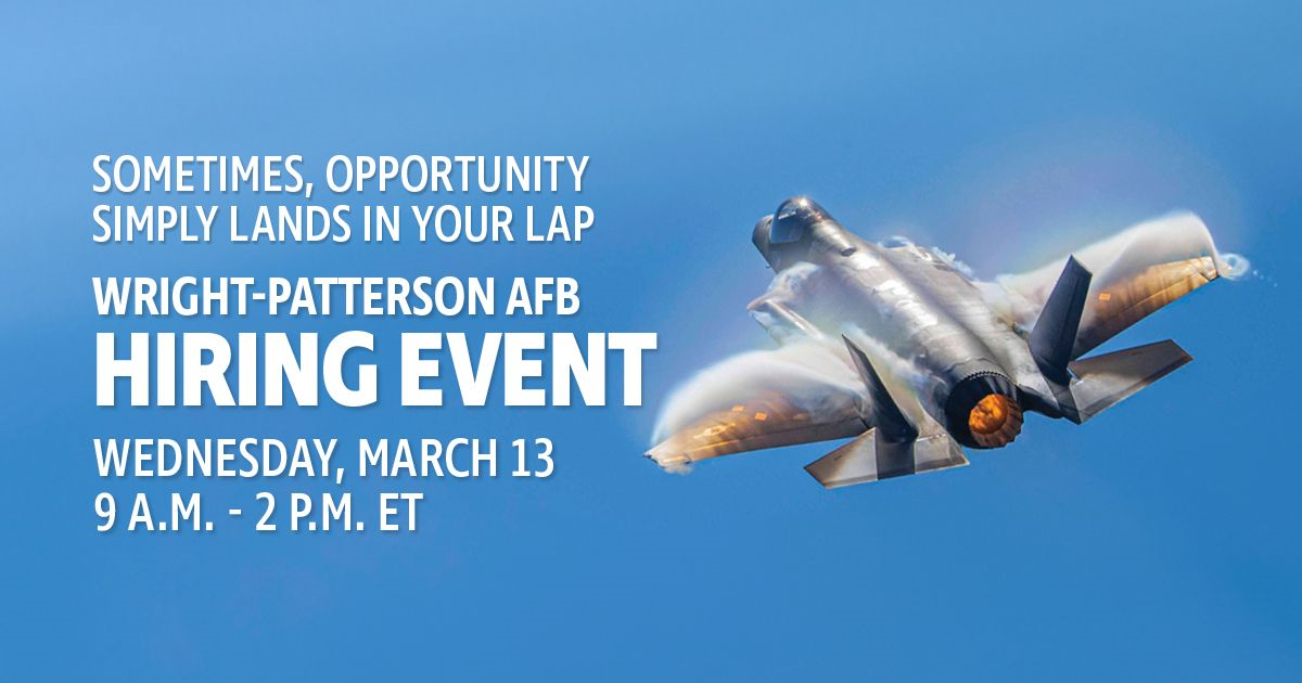 Advertisement for WPAFB job fair on March 13, 2024